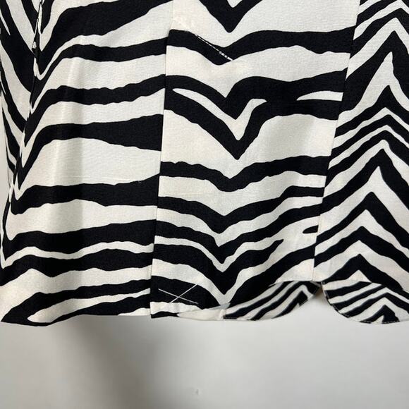 Neiman Marcus Exclusive Silk Zebra Print Blazer Jacket 4 White Black Career - Picture 6 of 8